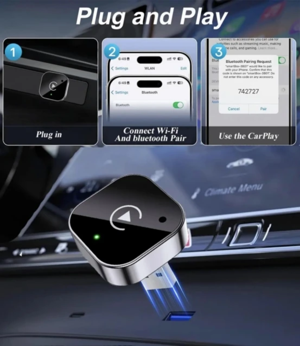 Adaptor wireless 2-in-1 pentru car play Android Auto universal