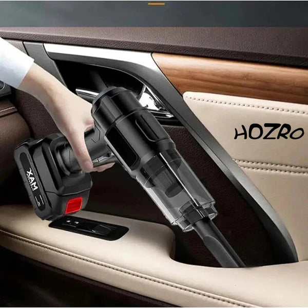 Aspirator Auto 6 in 1 Fara Fir, pentru Casa, Masina, Calculator, Birou, Putere 100W, Eficienta Mare, Functii de Aspirare, Suflare, Vidare, Filtru HEPA, Perie Detailing, Negru