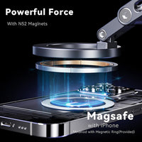Suport telefon auto magnetic, Rotire 360°, Montare Fara Cabluri pentru iPhone si Android, Foldabil pentru Parbriz si Tablou de Bord, fixare sigura, Fixare ventuza, rotatie completa, gri