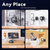 Suport telefon auto magnetic, Rotire 360°, Montare Fara Cabluri pentru iPhone si Android, Foldabil pentru Parbriz si Tablou de Bord, fixare sigura, Fixare ventuza, rotatie completa, gri