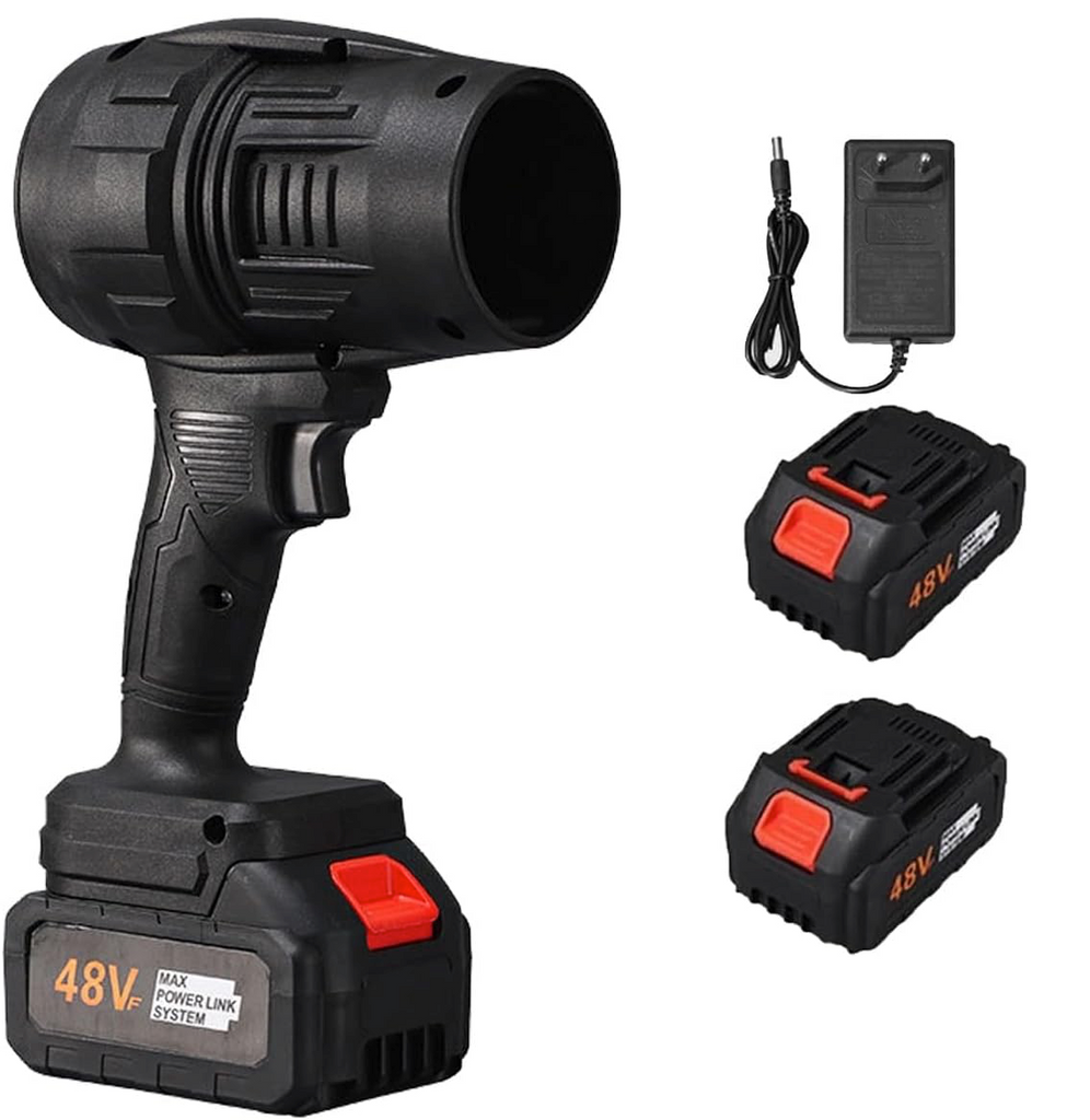 Suflanta aer portabila, volum de aer 555 metri cubi pe minut, putere mare, fara fir si portabila, cu 2 Acumulatori, indepartare praf, indepartare apa si zapada, protectie la supraincalzire